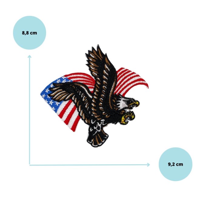 Dimensions du patch aigle et drapeau (9,2 x 8,8 cm)