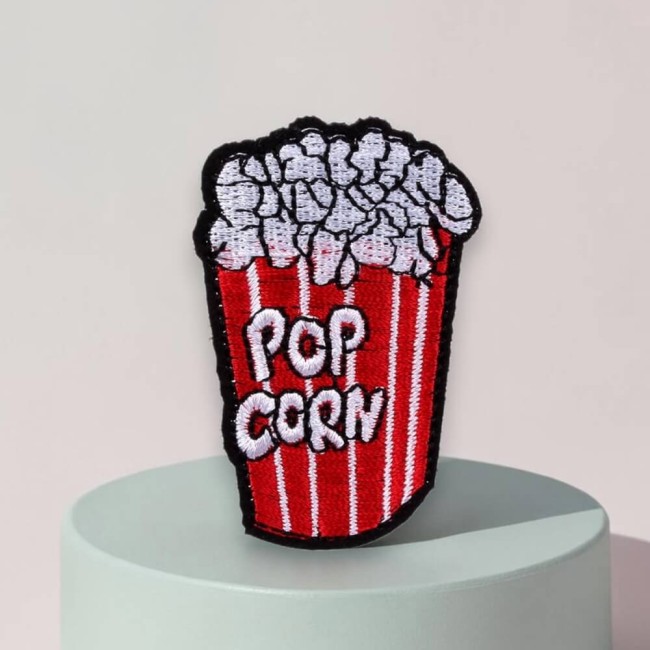 Patch brodé pop corn thermocollant 6 cm