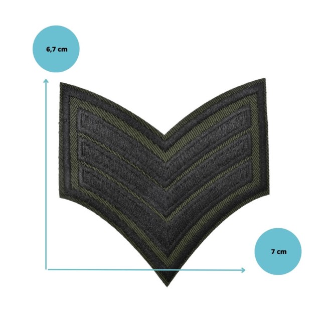 Dimensions du patch galon militaire – 7 x 6,7 cm