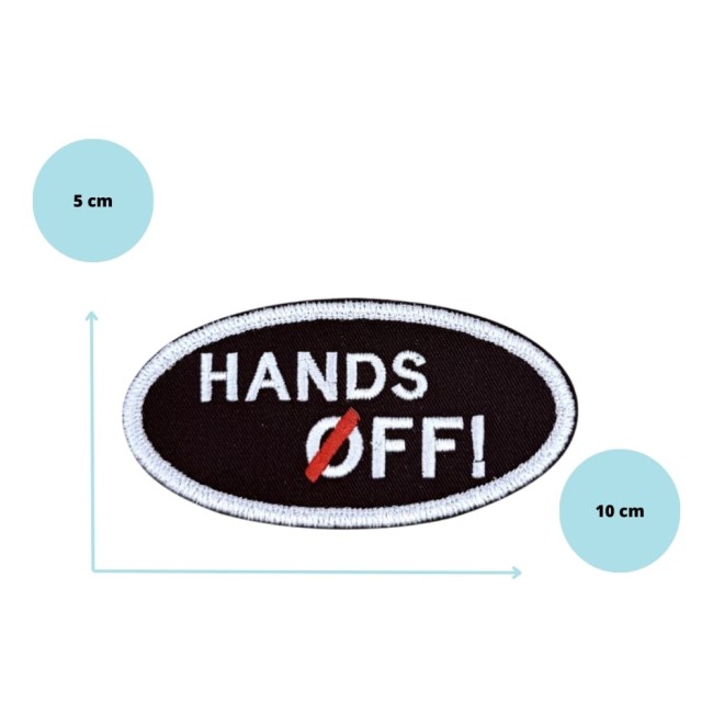 Ecussons thermocollant hands off noir blanc et rouge pour une customisation facile Patch hands off noir blanc et rouge