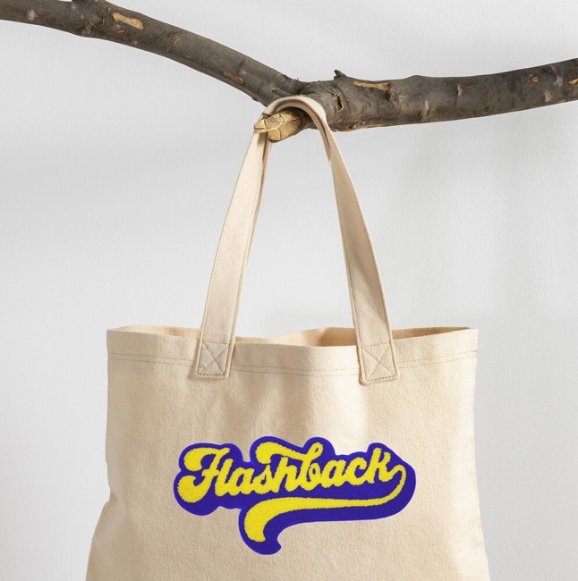 Patch brodé FLASHBACK en maille chenille jaune