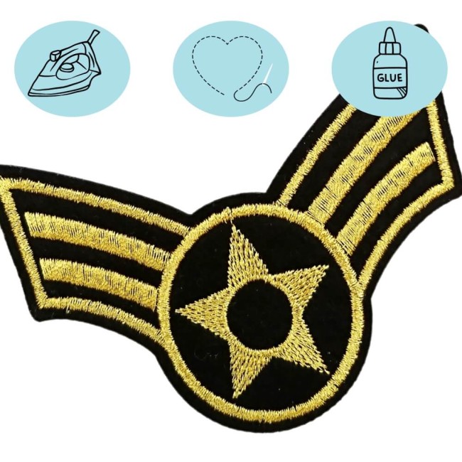 Patch brodé grade militaire or et noir