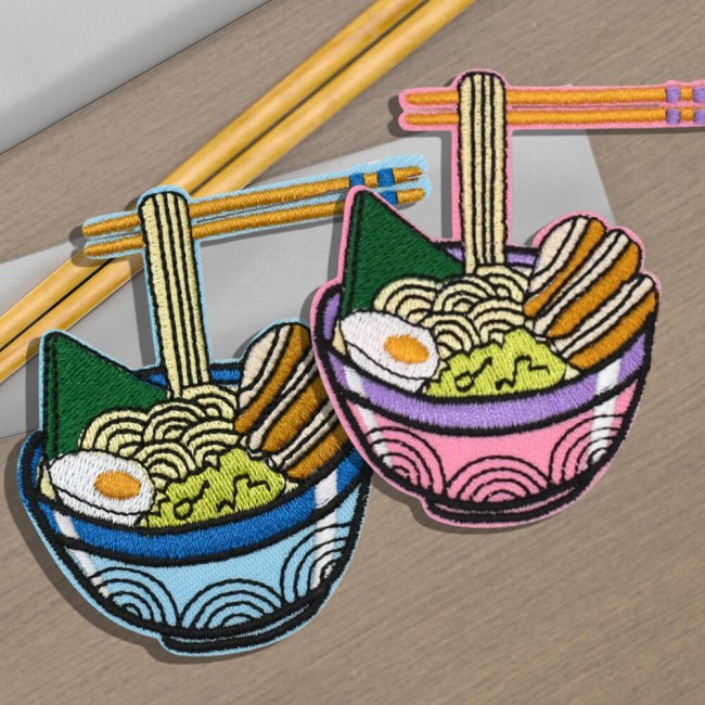 Ecusson ramen pour personnaliser vos tenues et accessoires Patch thermocollant ramen bleu ou rose au choix