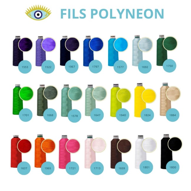 Fils broderie pour bannière biker personnalisée Nuancier de fils Polyneon pour broderie personnalisée