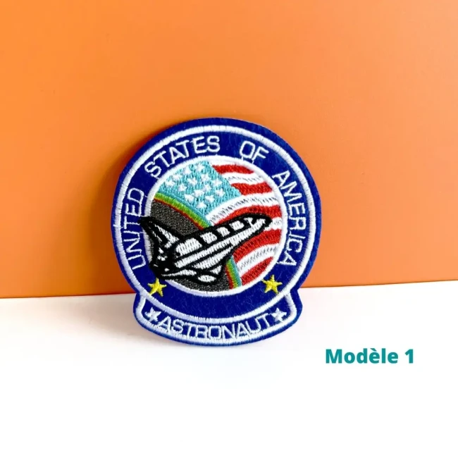 badge astronaute et navette brodés, 8,2 x 7 cm Patch espace thermocollant