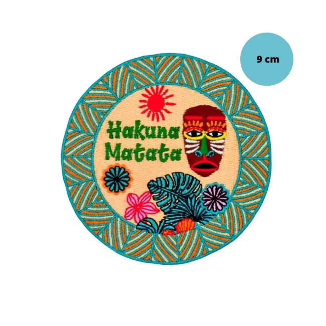 Patch Hakuna Matata brodé 9 cm avec motif Afrique coloré