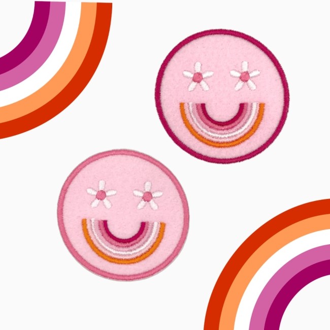 Ecusson au choix LGBTQIA+ avec arc-en-ciel lesbienne Patch smiley transgenre, lesbienne et pansexuelle au choix