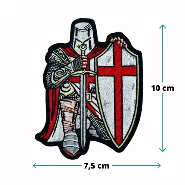 Écusson thermocollant chevalier Templier 10 x 7,5 cm