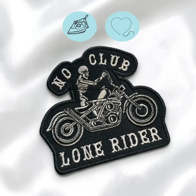 Écusson biker No Club pour veste ou sac à coudre ou à thermocoller Patch biker thermocollant ou à coudre sur veste et casquette