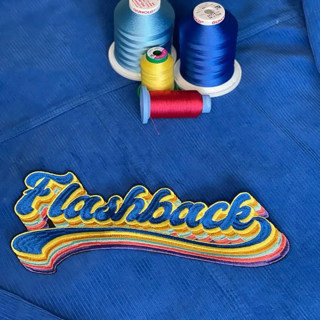 Nuancier fils de broderie patch falshback Inspiration customisation années 80