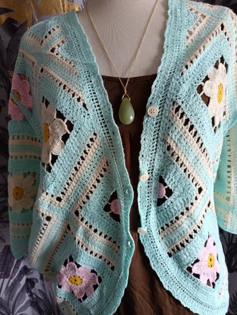 Gilet crochet Vert d'eau