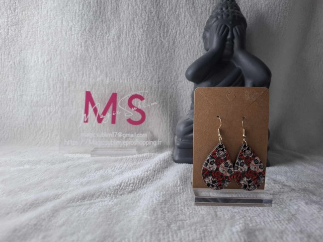 Boucles d'oreilles "Tête de mort avec fleurs"
