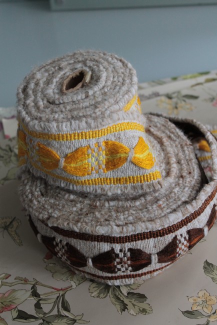 Galon d'ameublement vintage marron, large passementerie française