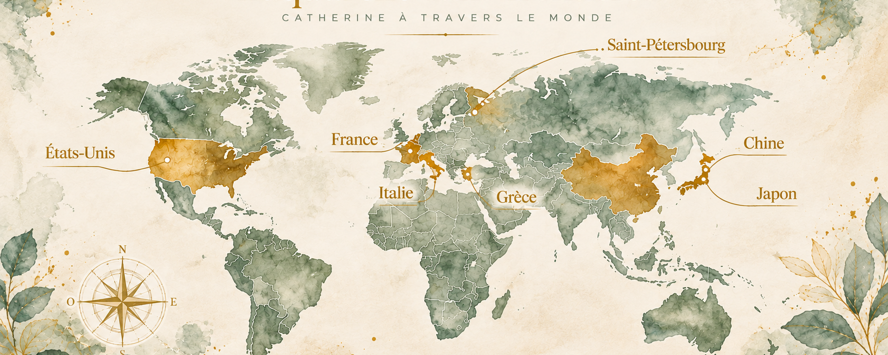 Carte des destinations d’exposition de Catherine