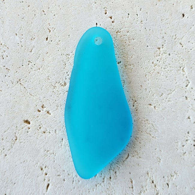 1 Pendentif éclat de verre, pacific blue, verre recyclé, 48x22 mm