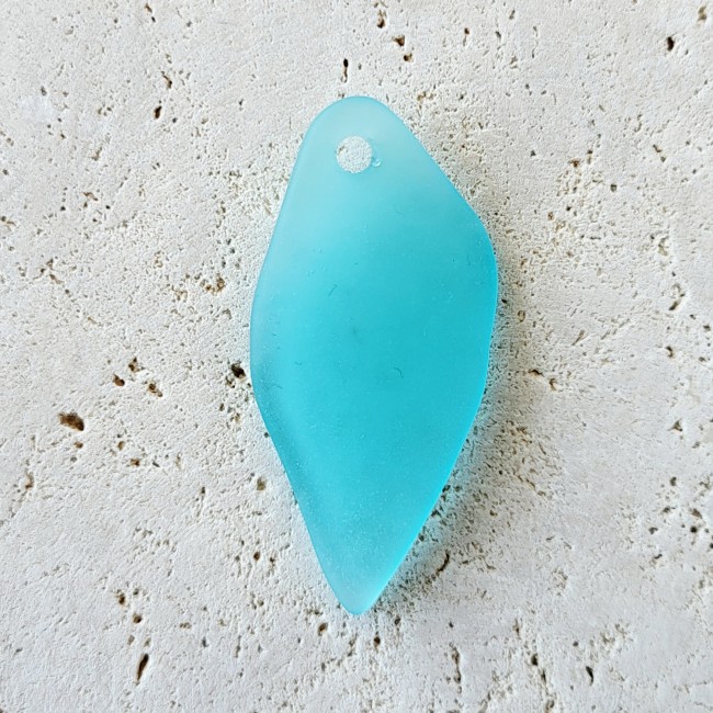 1 Pendentif éclat de verre, turquoise, verre recyclé, 44x20 mm