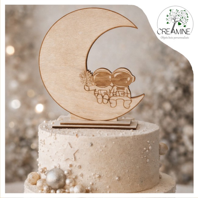 Cake topper mariage astronaute lune espace
