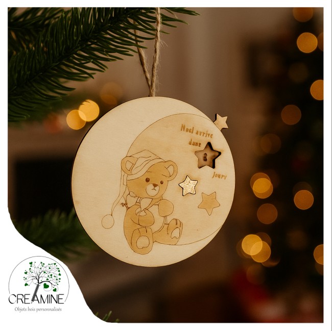 Decompte de noel ourson bois