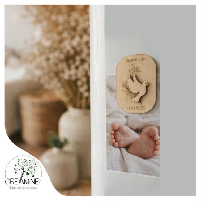 Magnet Aimant Save the date colombe Baptême Communion