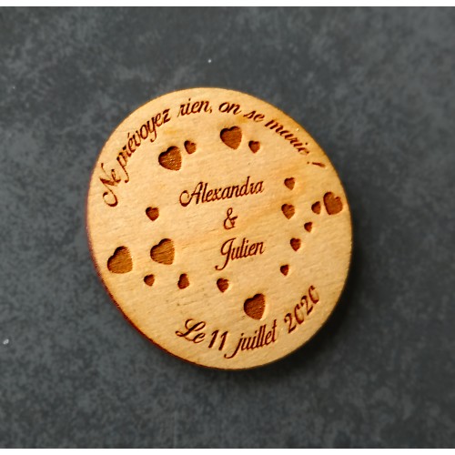 Magnet save the date gravé personnalisé bois Magnet save the date gravé personnalisé bois