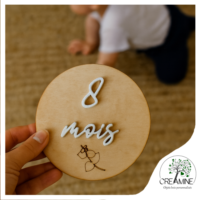 Cartes étapes bois bébé première année souvenir