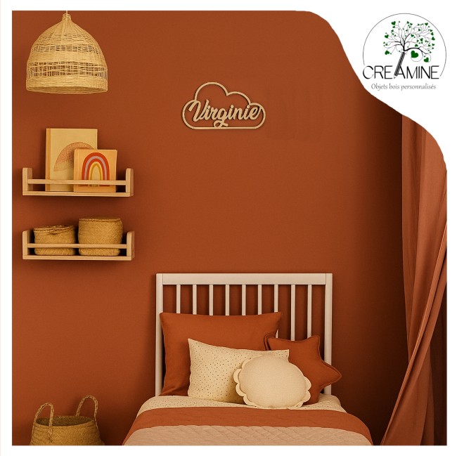 Nuage prénom bois décor chambre
