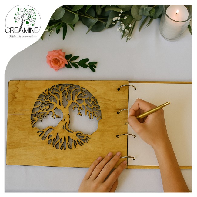 Livre d'or bois arbre de vie