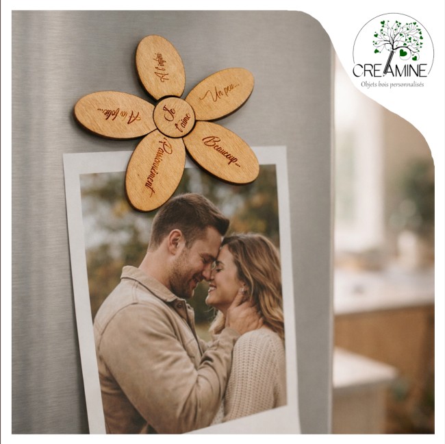 Aimant paquerette SAint Valentin un peu beaucoup passionément à la folie magnet