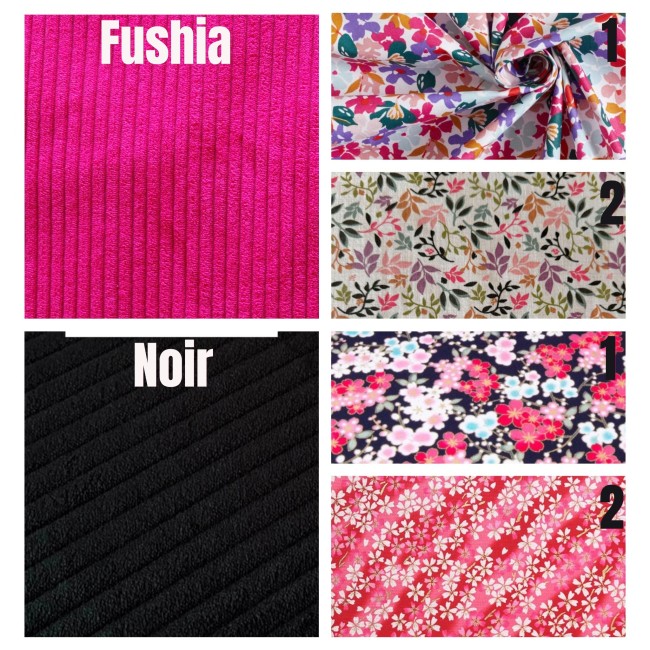 velours côtelé noir et fushia