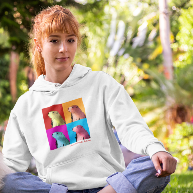 sweat capuche unisex blanc marmotter