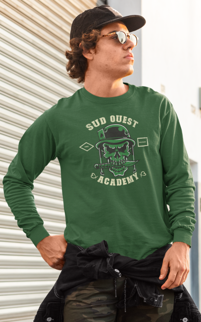 t-shirt vert hommes manches longues S-O academy