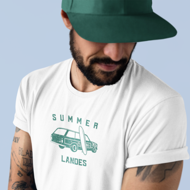 summer landes.t-shirt blanc manche courtes homme png