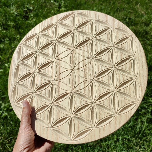 grande fleur de vie bois sculptée