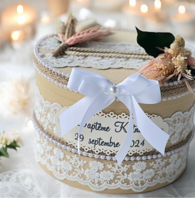 Urne mariage champêtre personnalisée 