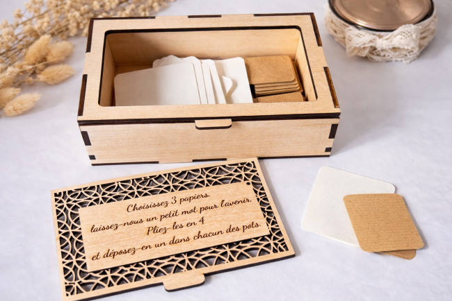 Coffret en bois pour messages des invités de mariage