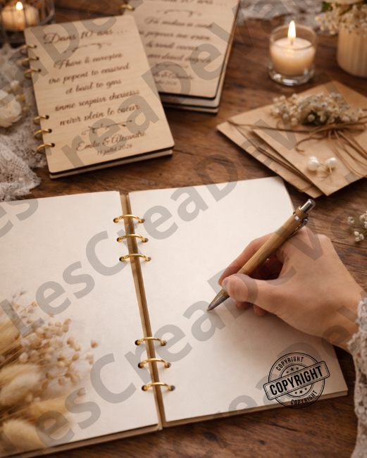 livre d’or mariage en bois message des invités invités écrivant un message dans un livre d’or de mariage en bois