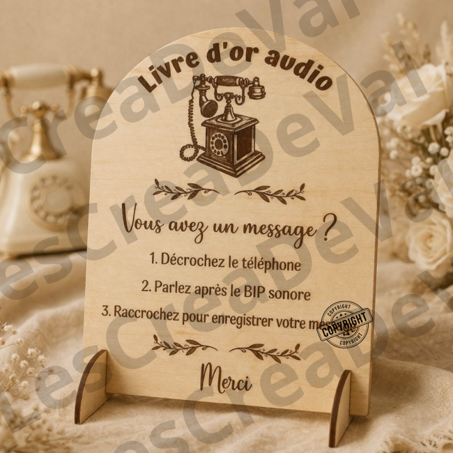Décoration mariage panneau livre d’or audio bois panneau bois livre d’or audio mariage décoration champêtre