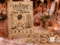 Panneau EVJF Future Madame accompagné de pins Team Bride en bois pour enterrement de vie de jeune fille