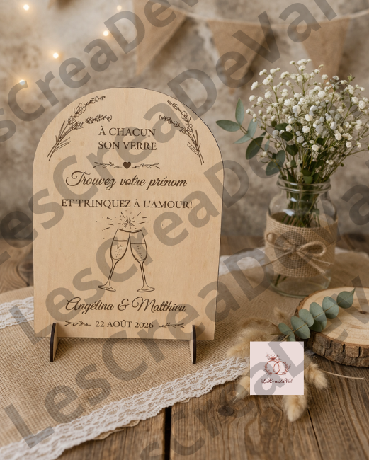 panneau bois mariage gravure prénoms et date panneau mariage bois marque-verres gravure personnalisée