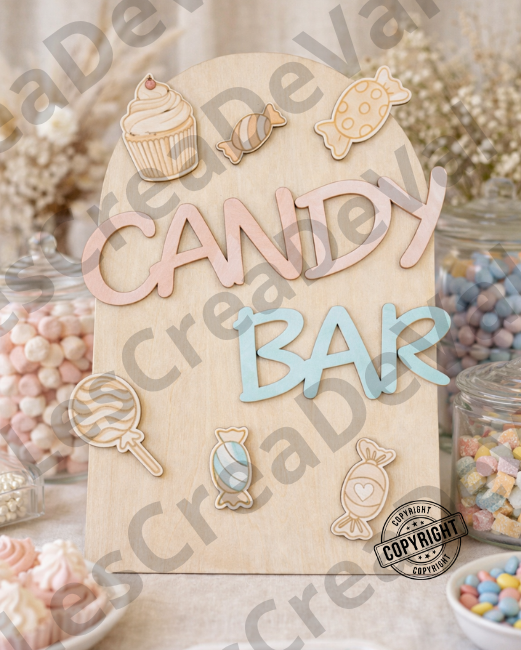 panneau candy bar bois decoration mariage chic naturel