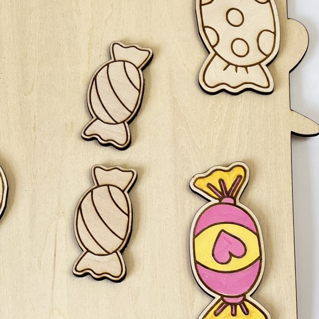 Détails bonbons bois Candy Bar à personnaliser bonbons bois relief candy bar a colorier diy