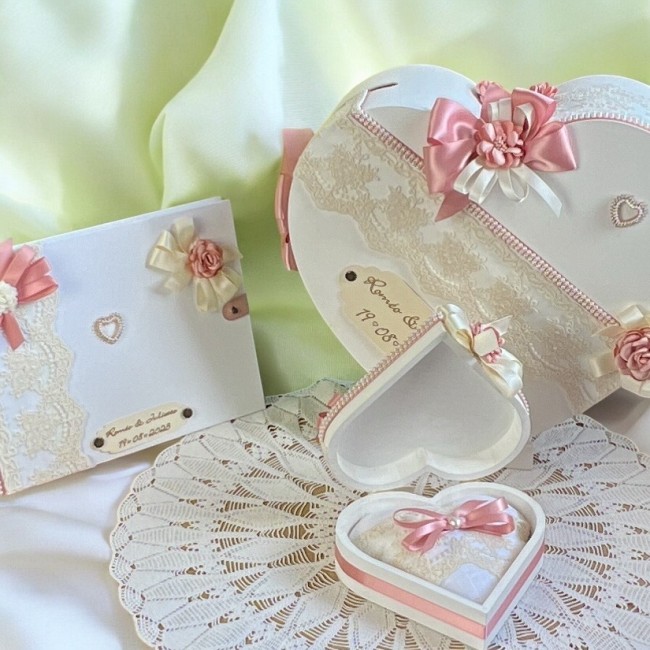 Ensemble mariage MELORINE – urne, livre d’or et boîte à alliances