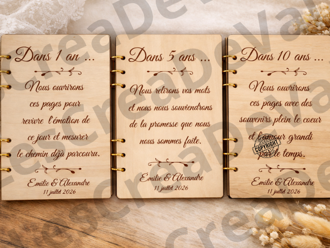 livrets souvenirs mariage capsule temporelle livrets capsule temporelle mariage en bois 1 an 5 ans 10 ans