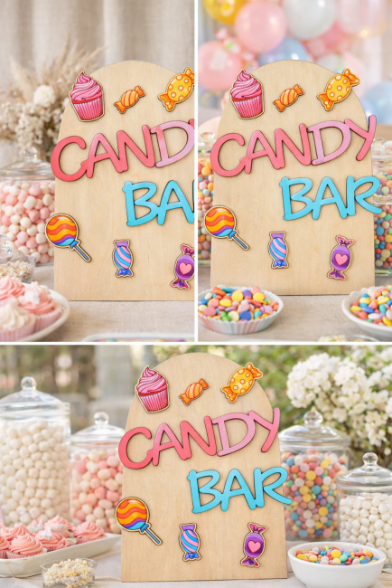 Panneau Candy Bar personnalisé – décoration colorée panneau candy bar personnalise couleur decoration anniversaire mariage