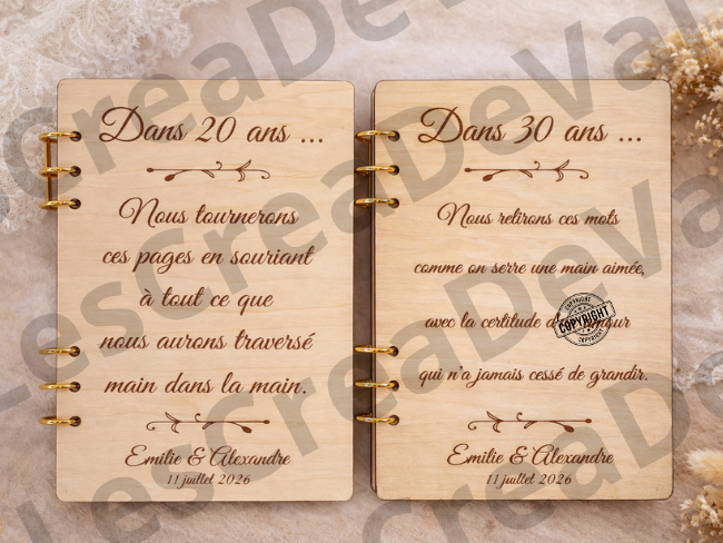 livrets souvenirs mariage 20 ans et 30 ans livrets capsule temporelle mariage en bois 20 ans et 30 ans