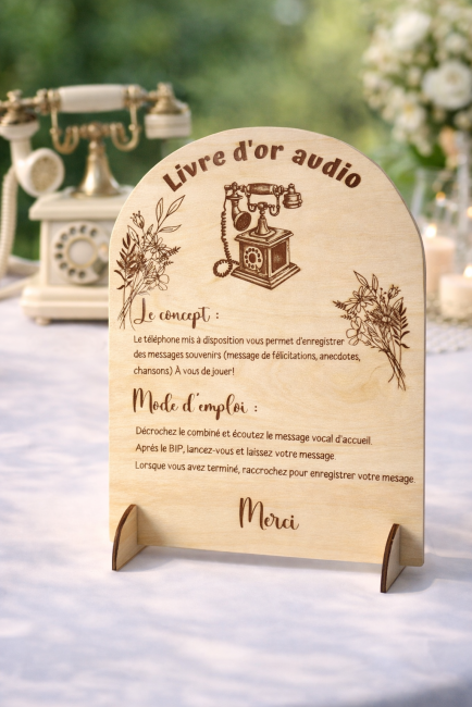 Panneau mariage livre d’or audio décoration champêtre panneau bois livre d’or audio mariage décoration champêtre
