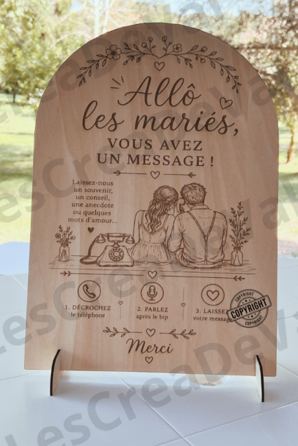 Panneau Allô les mariés pour téléphone livre d’or audio mariage