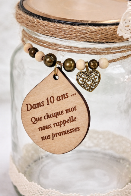 Pot à messages mariage à ouvrir dans 10 ans