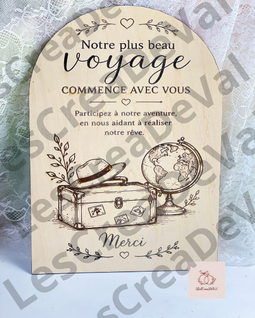 Panneau pour urne de mariage thème voyage – LesCreaDeVal Panneau urne mariage thème voyage en bois gravé