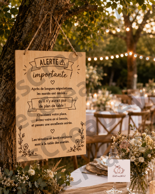 Panneau pas de plan de table mariage décoration champêtre bohème